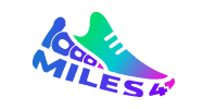 A colorful sneaker logo with the text '100 Miles'.